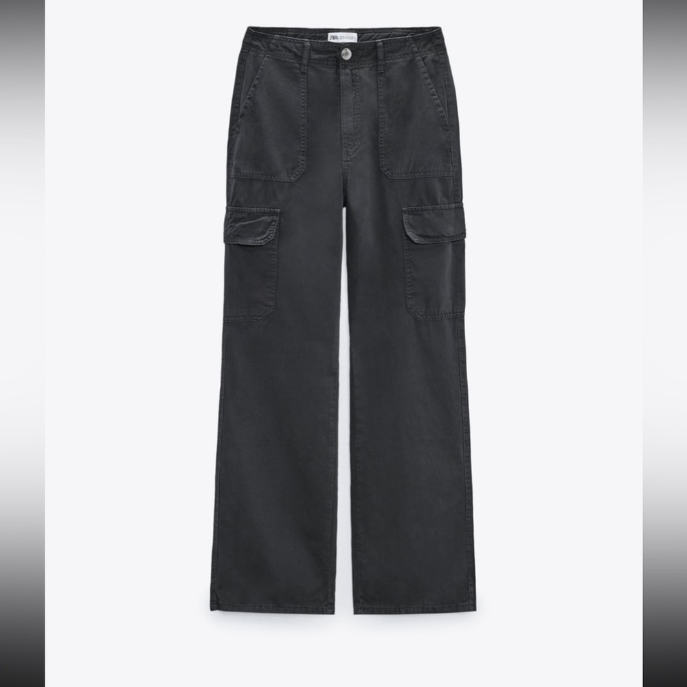 Zara High Rise Straight Cargo Pants